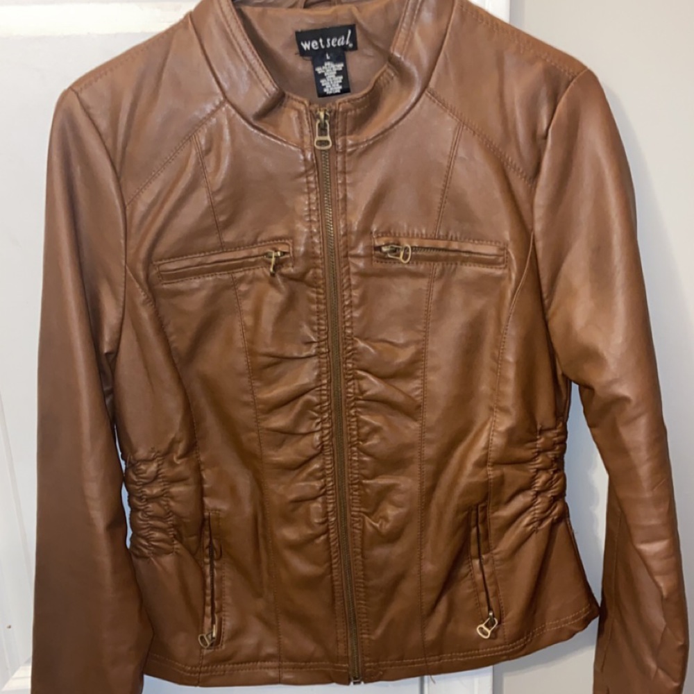 Brown faux Leather Jacket